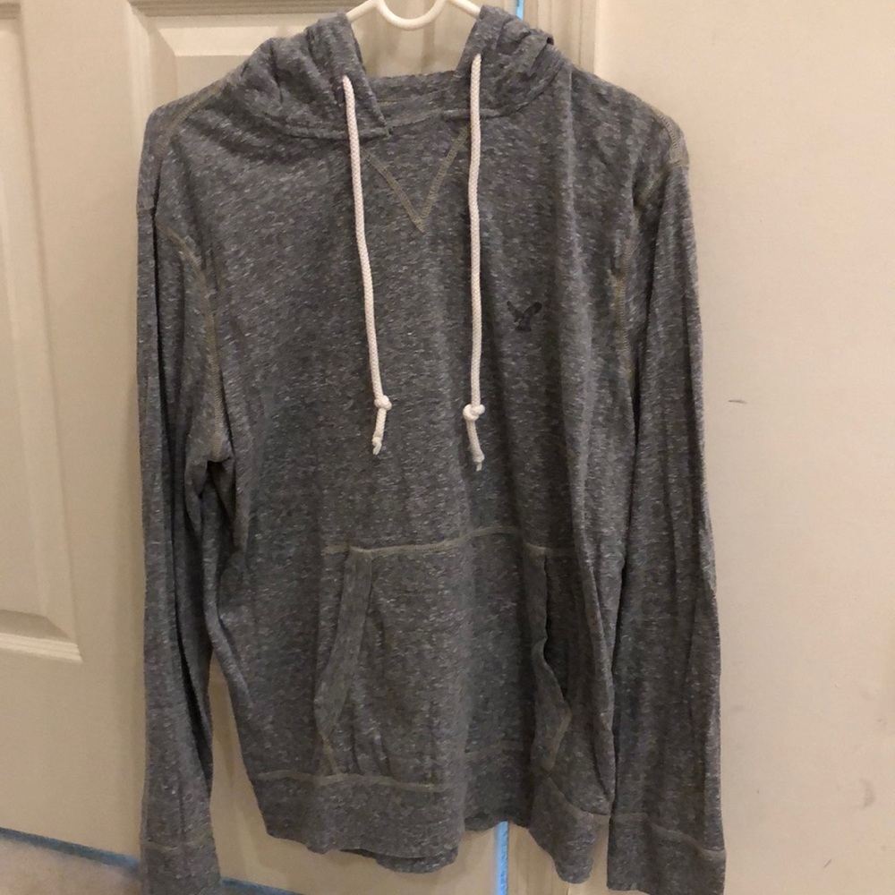 American Eagle Gray long sleeve hooded shirt. Size small